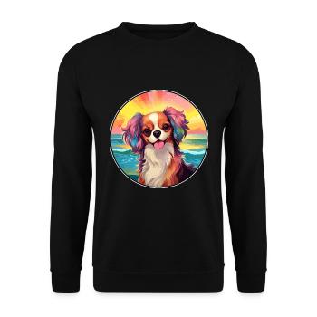 Continental Toy Spaniel Chien Race Coloré Dessin Animé - Sweat-shirt Unisexe - noir - Devant - Alina (178cm) & Michal (187cm)