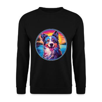 Chien de berger croate race de chien coloré dessin animé eau - Sweat-shirt Unisexe - noir - Devant - Alina (178cm) & Michal (187cm)