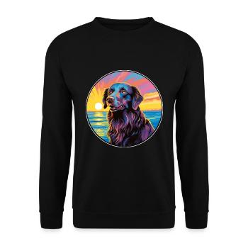 Flat Coated Retriever Dog Breed Colorful Cartoon W - Unisex Sweatshirt - black - Front - Alina (178cm) & Michal (187cm)