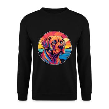 French Bordeaux Mastiff Dog Breed Colorful Cartoon - Unisex Sweatshirt - black - Front - Alina (178cm) & Michal (187cm)