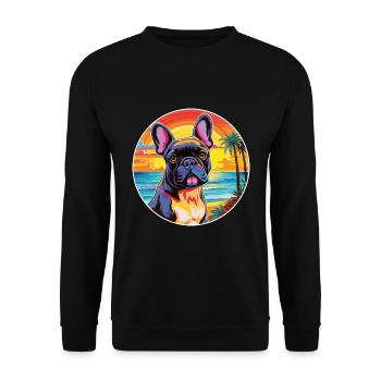 French Bulldog Dog Breed Colorful Cartoon Watercol - Unisex Sweatshirt - black - Front - Alina (178cm) & Michal (187cm)