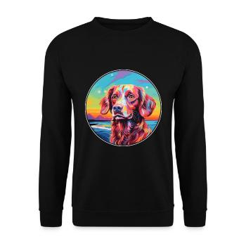 Français Bretagne chien race coloré dessin animé Waterco - Sweat-shirt Unisexe - noir - Devant - Alina (178cm) & Michal (187cm)