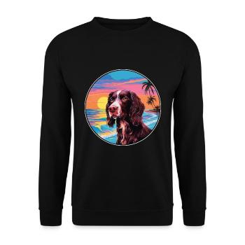 German Longhaired Pointer Dog Breed Colorful Carto - Unisex Sweatshirt - black - Front - Alina (178cm) & Michal (187cm)