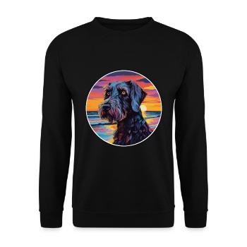 Riesenschnauzer Hunderasse Bunte Karikatur Waterco - Unisex Pullover - Schwarz - Vorne - Alina (178cm) & Michal (187cm)