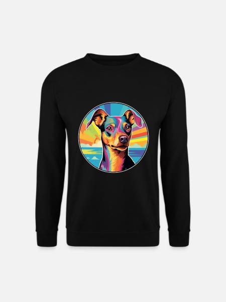 Deutsche Pinscher Hunderasse bunte Karikatur Waterco - Unisex Pullover - Schwarz