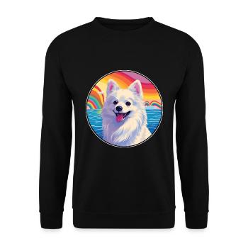 Spitz japonais chien race coloré dessin animé watercol - Sweat-shirt Unisexe - noir - Devant - Alina (178cm) & Michal (187cm)
