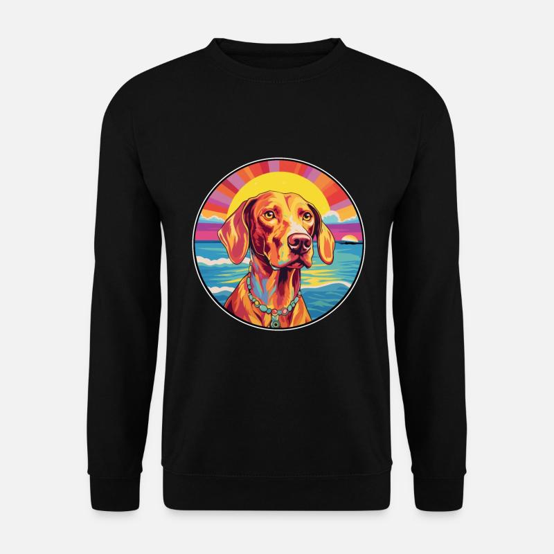 Ungarische Vizsla Hunderasse Bunte Karikatur Wasserc - Unisex Pullover - Schwarz