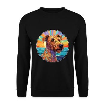 Irish Terrier Dog Breed Colorful Cartoon Watercolo - Unisex Sweatshirt - black - Front - Alina (178cm) & Michal (187cm)