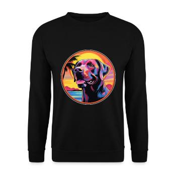 Labrador Hunderasse Bunte Karikatur Aquarell - Unisex Pullover - Schwarz - Vorne - Alina (178cm) & Michal (187cm)