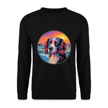 Landseer chien race coloré dessin animé aquarelle - Sweat-shirt Unisexe - noir - Devant - Alina (178cm) & Michal (187cm)