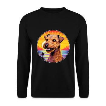 Lakeland Terrier Chien Race Coloré Cartoon Waterc - Sweat-shirt Unisexe - noir - Devant - Alina (178cm) & Michal (187cm)