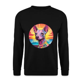 Mexikanische haarlose Hunderasse bunte Karikatur Wasserc - Unisex Pullover - Schwarz - Vorne - Alina (178cm) & Michal (187cm)