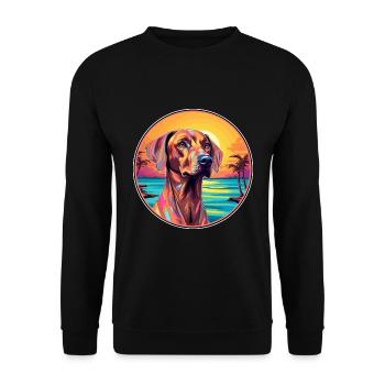 Rhodesian Ridgeback Hunderasse Bunte Karikatur Wat - Unisex Pullover - Schwarz - Vorne - Alina (178cm) & Michal (187cm)
