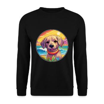 Seskar phoque chien race coloré dessin animé aquarelle - Sweat-shirt Unisexe - noir - Devant - Alina (178cm) & Michal (187cm)