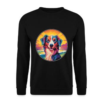Volpino Italiano Hunderasse Bunte Karikatur Wasserc - Unisex Pullover - Schwarz - Vorne - Alina (178cm) & Michal (187cm)