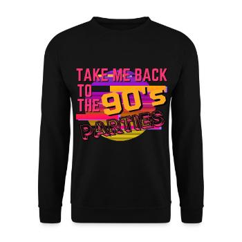 Bring mich zurück zu den Partys der 90er - Unisex Pullover - Schwarz - Vorne - Alina (178cm) & Michal (187cm)