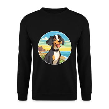 Appenzeller Sennenhund Dog Breed Cartoon Kawaii - Unisex Sweatshirt - black - Front - Alina (178cm) & Michal (187cm)