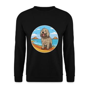 Bergamasco Schäferhund Hund Rasse Cartoon Kawaii Hund - Unisex Pullover - Schwarz - Vorne - Alina (178cm) & Michal (187cm)
