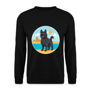Chien de berger belge chien race Cartoon Kawaii Clipart - Sweat-shirt Unisexe - noir - Devant - Alina (178cm) & Michal (187cm)