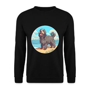 Bergamasco Schäferhund Rasse Cartoon Kawaii Hund - Unisex Pullover - Schwarz - Vorne - Alina (178cm) & Michal (187cm)