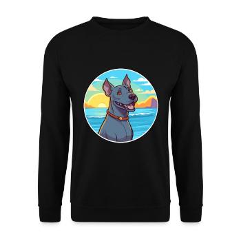 Blauer Thai Ridgeback Hund Rasse Cartoon Kawaii Hund - Unisex Pullover - Schwarz - Vorne - Alina (178cm) & Michal (187cm)