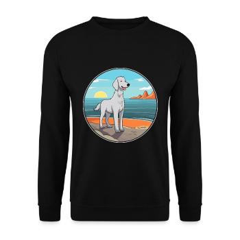 Bedlington Terrier race chien Cartoon Kawaii chien - Sweat-shirt Unisexe - noir - Devant - Alina (178cm) & Michal (187cm)