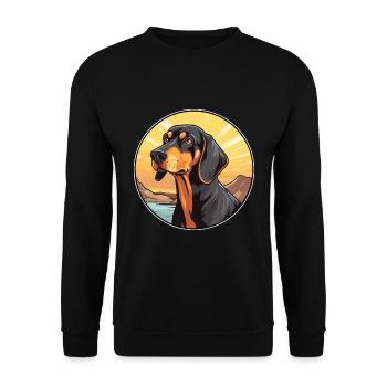 Noir et Tan Coonhound chien race Cartoon Kawaii - Sweat-shirt Unisexe - noir - Devant - Alina (178cm) & Michal (187cm)