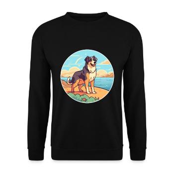 Bucovine chien de berger race Cartoon Kawaii Clipart - Sweat-shirt Unisexe - noir - Devant - Alina (178cm) & Michal (187cm)