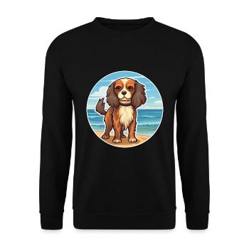 Cavalier Dog Breed Cartoon Kawaii Clipart Dog Pet - Unisex Sweatshirt - black - Front - Alina (178cm) & Michal (187cm)