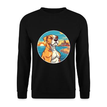 Cordoue chien de combat race Cartoon Kawaii Clipart - Sweat-shirt Unisexe - noir - Devant - Alina (178cm) & Michal (187cm)