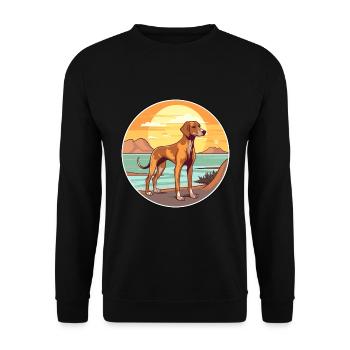 Cretan Hound Dog Breed Cartoon Kawaii Clipart Dog - Unisex Sweatshirt - black - Front - Alina (178cm) & Michal (187cm)