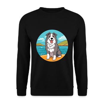 Chien de berger croate chien race Cartoon Kawaii Clipart - Sweat-shirt Unisexe - noir - Devant - Alina (178cm) & Michal (187cm)
