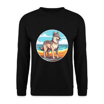 Tschechoslowakischer Wolfshund Hunderasse Karikatur Kawaii - Unisex Pullover - Schwarz - Vorne - Alina (178cm) & Michal (187cm)