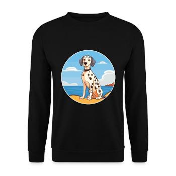 Dalmatiner Hund Rasse Cartoon Kawaii Clipart Hund Haustier - Unisex Pullover - Schwarz - Vorne - Alina (178cm) & Michal (187cm)