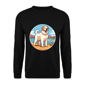 georgischer, schäferhund, rasse, cartoon, kawaii, clipart - Unisex Pullover - Schwarz - Vorne - Alina (178cm) & Michal (187cm)