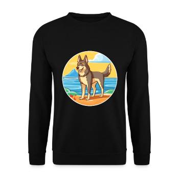 Chien-loup tchécoslovaque race chien dessin animé Kawaii chien - Sweat-shirt Unisexe - noir - Devant - Alina (178cm) & Michal (187cm)