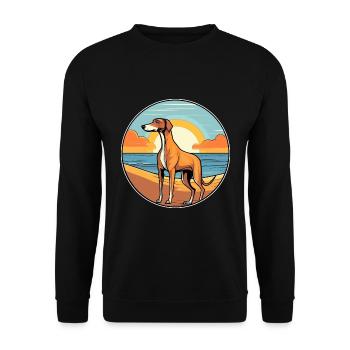 Galgo Español Hund Rasse Cartoon Kawaii Clipart Hund - Unisex Pullover - Schwarz - Vorne - Alina (178cm) & Michal (187cm)