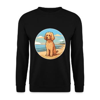 Goldendoodle Hund Rasse Cartoon Kawaii Clipart Hund - Unisex Pullover - Schwarz - Vorne - Alina (178cm) & Michal (187cm)