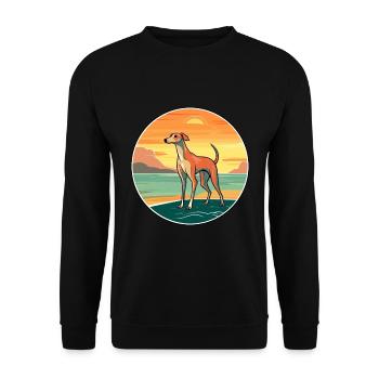 Greyhound Hund Rasse Cartoon Kawaii Clipart Hund Haustier - Unisex Pullover - Schwarz - Vorne - Alina (178cm) & Michal (187cm)