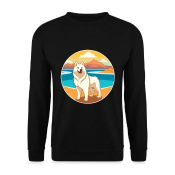 Jindo Dog Breed Cartoon Kawaii Clipart Watercolor - Unisex Sweatshirt - black - Front - Alina (178cm) & Michal (187cm)