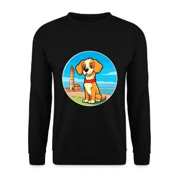 Italien Volpino chien race Cartoon Kawaii Clipart - Sweat-shirt Unisexe - noir - Devant - Alina (178cm) & Michal (187cm)