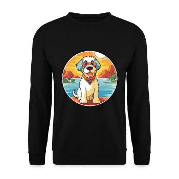 Kyi Leo Hund Rasse Cartoon Kawaii Clipart Hund Haustier - Unisex Pullover - Schwarz - Vorne - Alina (178cm) & Michal (187cm)