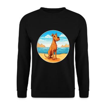 Irish Terrier Hund Rasse Cartoon Kawaii Clipart Hund - Unisex Pullover - Schwarz - Vorne - Alina (178cm) & Michal (187cm)