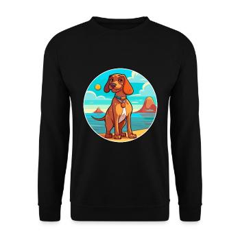 Magyar Agar chien race dessin animé Kawaii Clipart chien - Sweat-shirt Unisexe - noir - Devant - Alina (178cm) & Michal (187cm)