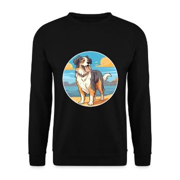 Nordamerikanischer Schäferhund Rasse Cartoon Kawaii - Unisex Pullover - Schwarz - Vorne - Alina (178cm) & Michal (187cm)