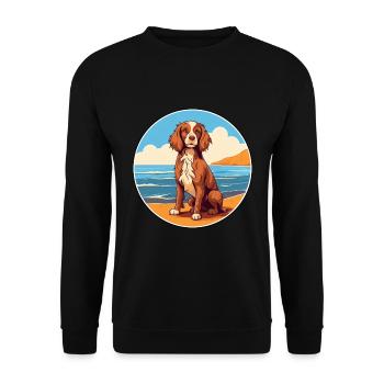 Norfolk Spaniel Dog Breed Cartoon Kawaii Clipart - Unisex Sweatshirt - black - Front - Alina (178cm) & Michal (187cm)