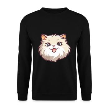 Ragamuffin chat dessin animé illustration à l’aquarelle - Sweat-shirt Unisexe - noir - Devant - Alina (178cm) & Michal (187cm)