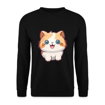 Munchkin Katze Cartoon Aquarell Illustration - Unisex Pullover - Schwarz - Vorne - Alina (178cm) & Michal (187cm)
