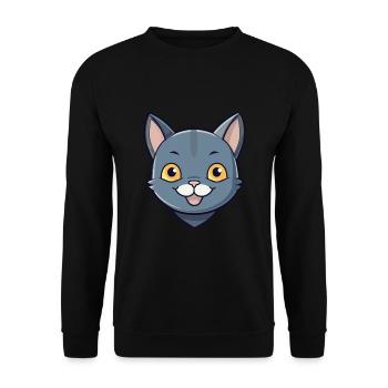 Korat Cat Colorful Cartoon Watercolor Illustration - Unisex Sweatshirt - black - Front - Alina (178cm) & Michal (187cm)
