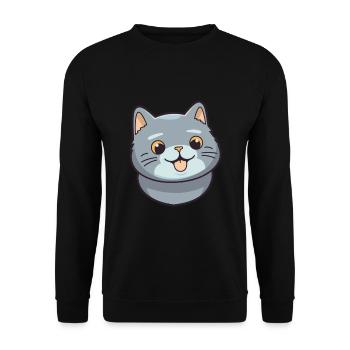 British Fold Shorthair chat dessin animé Art de l’aquarelle - Sweat-shirt Unisexe - noir - Devant - Alina (178cm) & Michal (187cm)